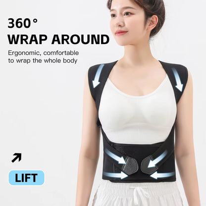 Black Posture Corrector Brace for Women Breathable Elastic Back Posture Correction Belt Adjustable Shoulder for Students